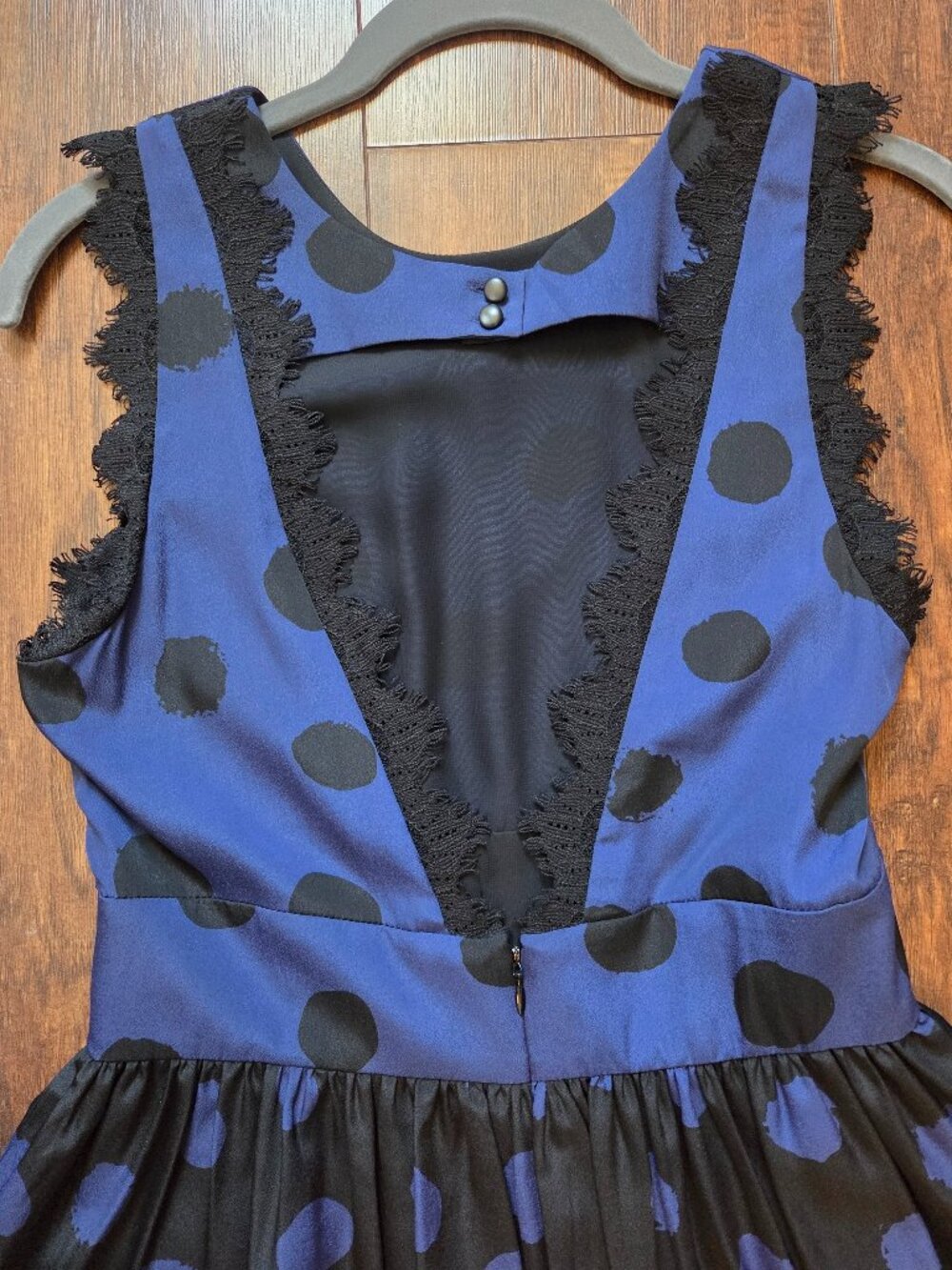 Corey Lynn Calter Black and Blue Polka Dot Size 2 Dress - Picture 3 of 7